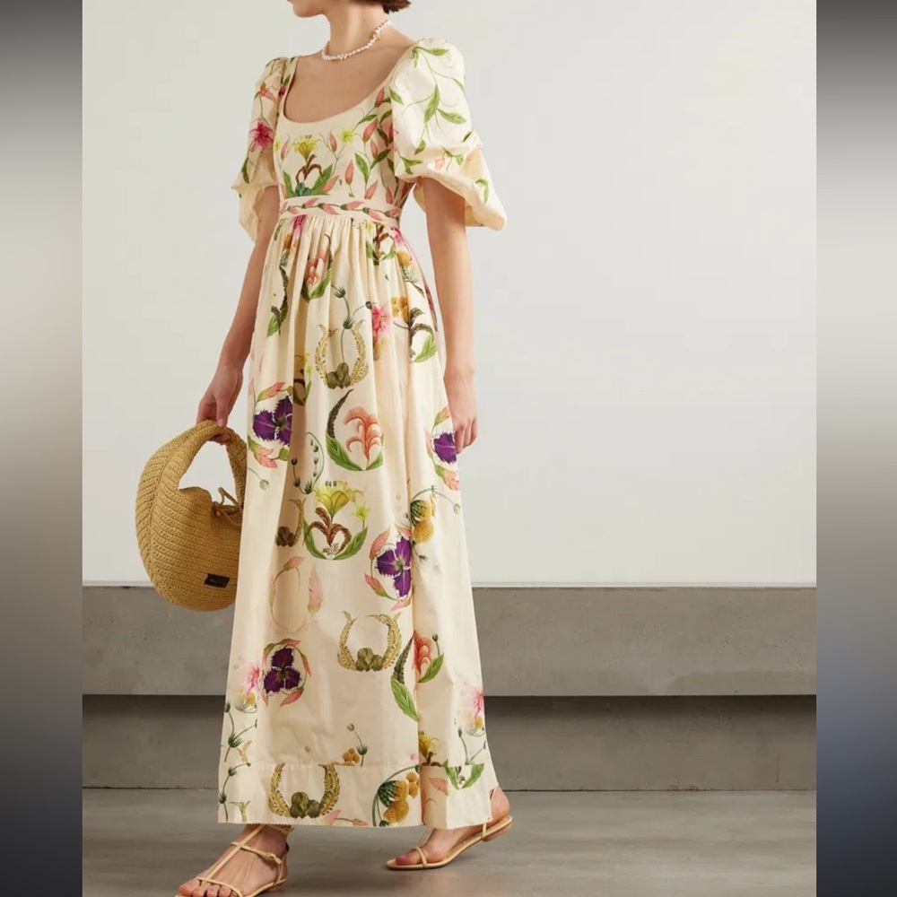 Agua by Agua Bendita Embroidered Vivianne Marina Floral Maxi Dress NWT Size L